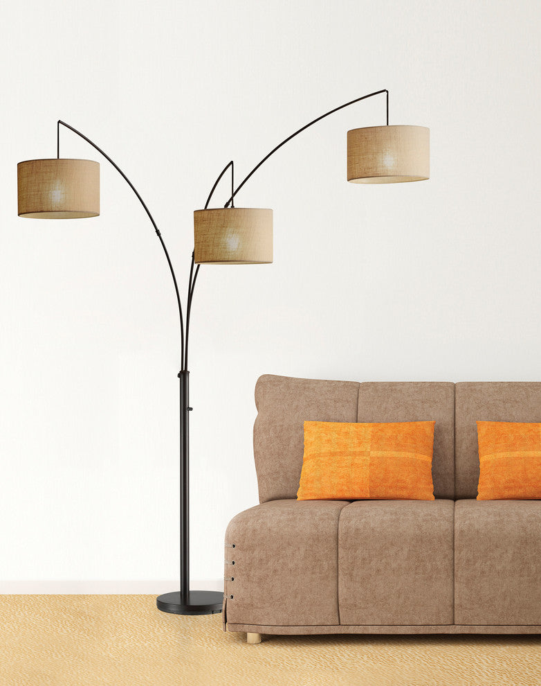 Trinity Arc Lamp, Satin Steel