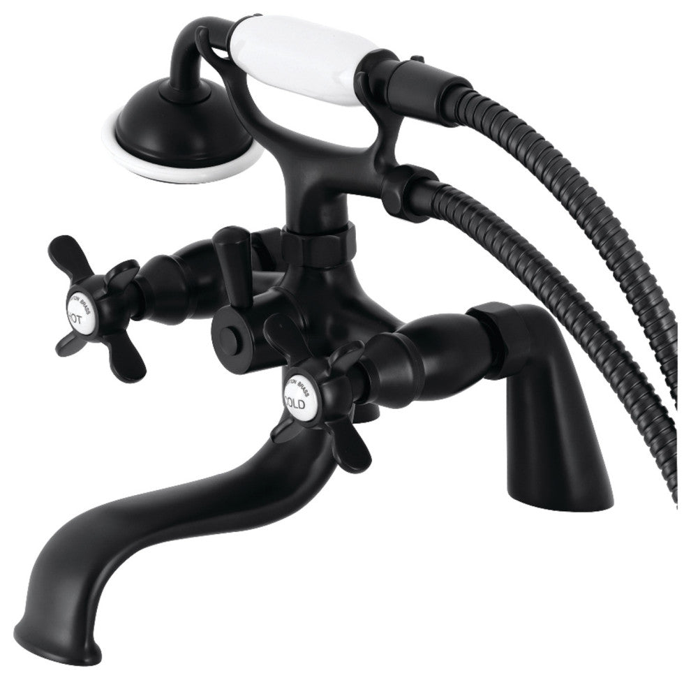 KS247MB Deck Mount Clawfoot Tub Faucet With Hand Shower, Matte Black