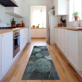 Premium Machine Washable Mayfield AMF556 Teal 2'3" x 7'6" Runner Rug