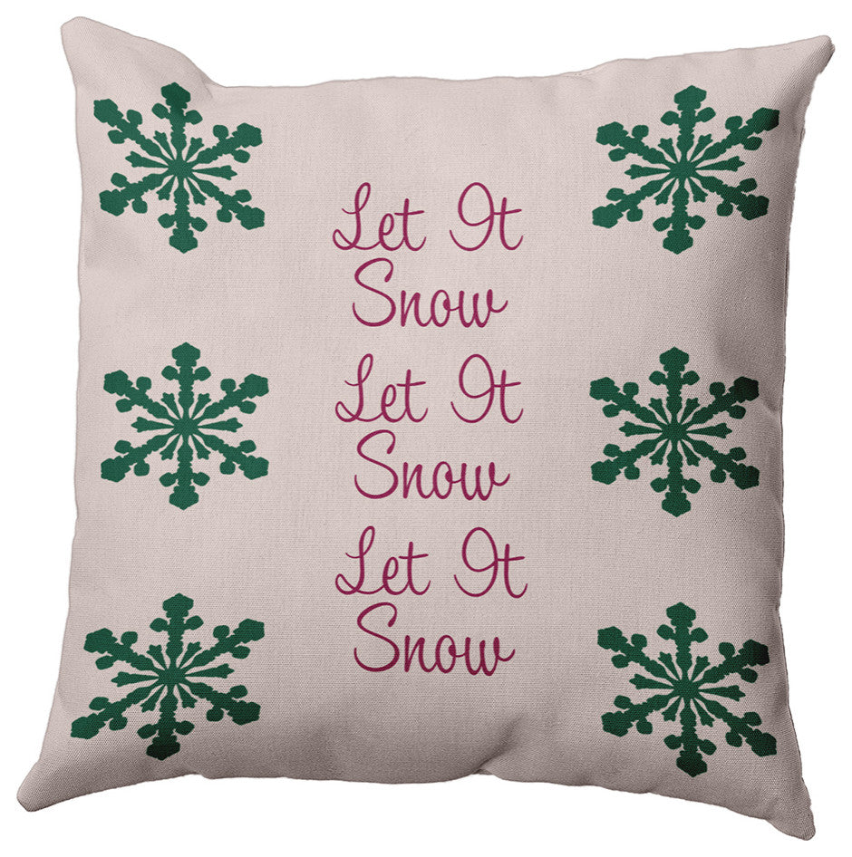 Let It Snow Accent Pillow, Pale Pink, 16"x16"