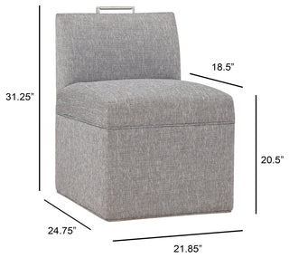 Delray Modern Upholstered Castered Chair, Ashen Grey