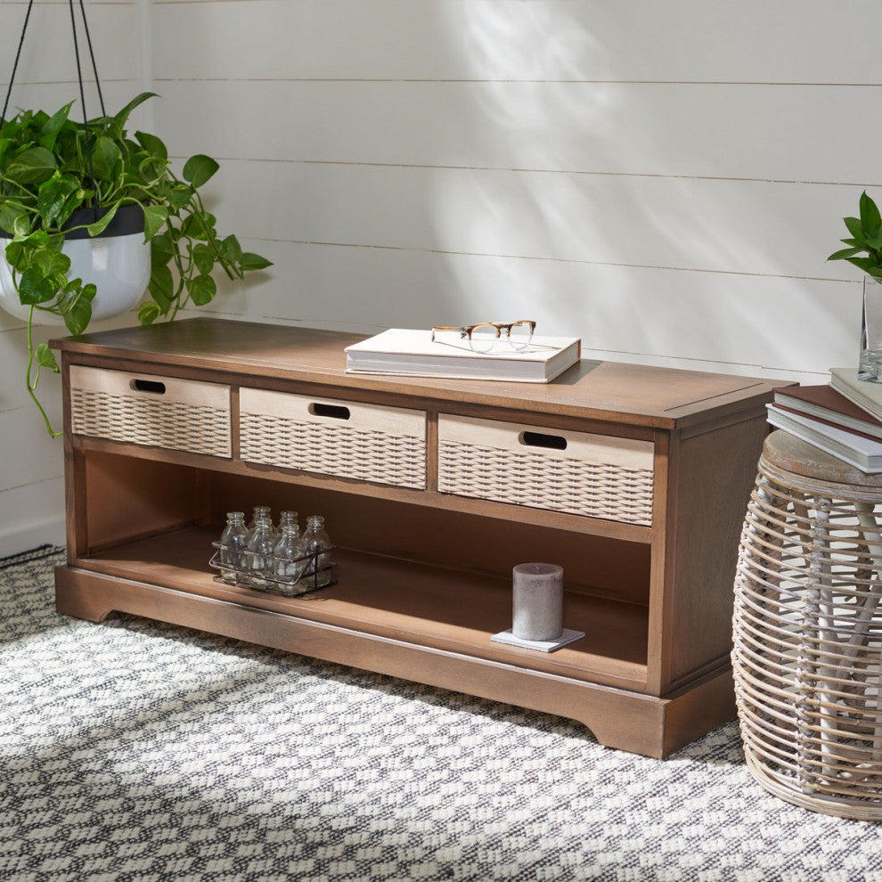 Safavieh Landers 3 Drawer Storage Bench, Brown