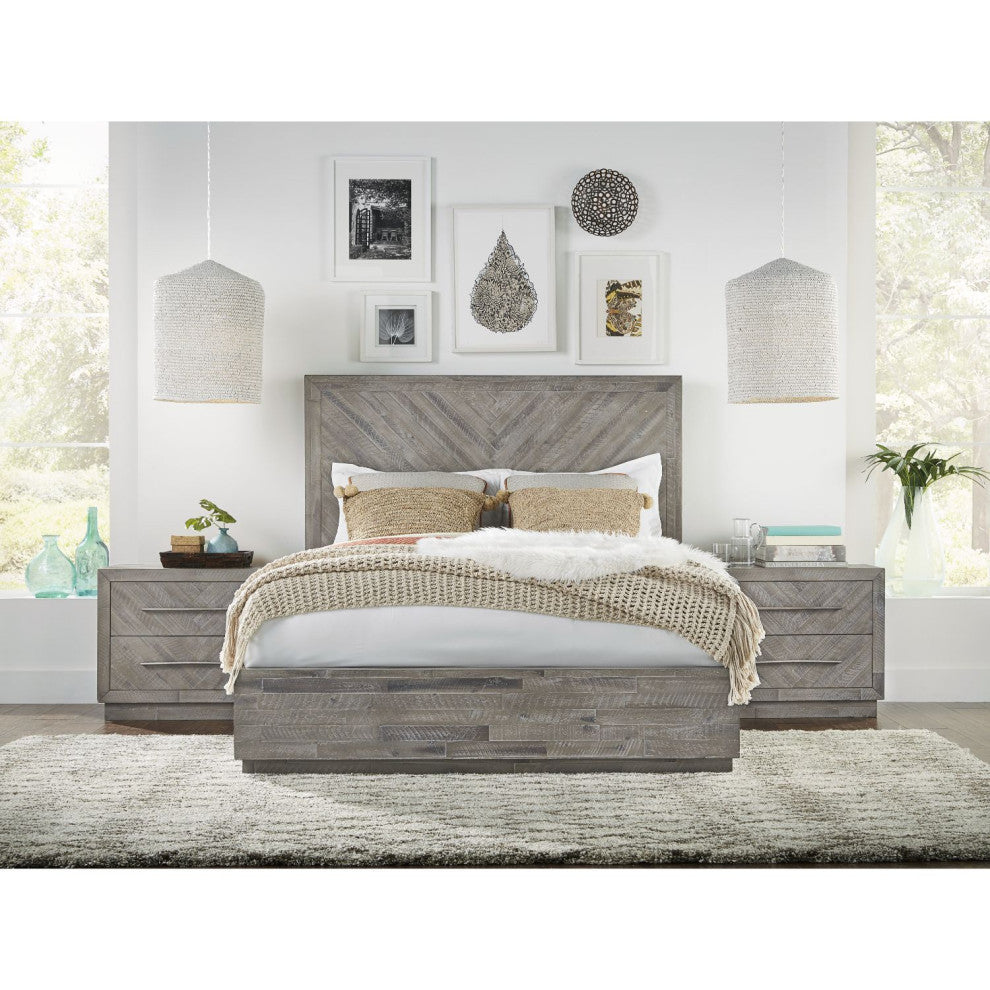 Modus Alexandra Queen Solid Wood Platform Bed, Rustic Latte