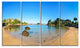 "Ploumanach Rocks And Beach Morning" Landscape Wall Art Print, 4 Panels, 48"x28"