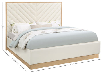 Casa Black Faux Leather King Bed, Cream, King