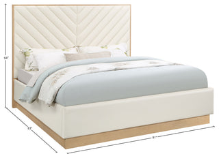 Casa Black Faux Leather King Bed, Cream, King