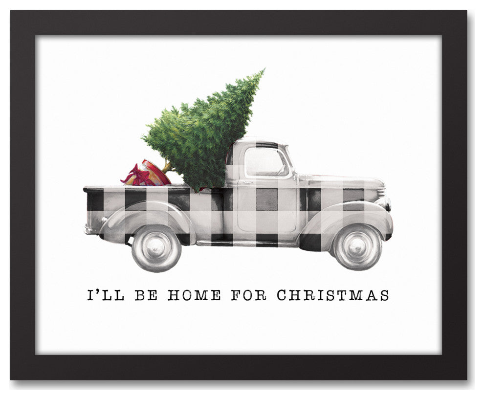 Home for Christmas Truck 11x14 Black Framed Canvas