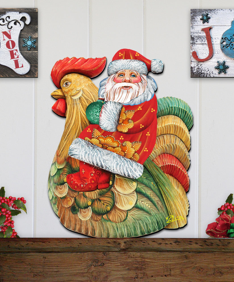 Santa Rooster Door Hanger