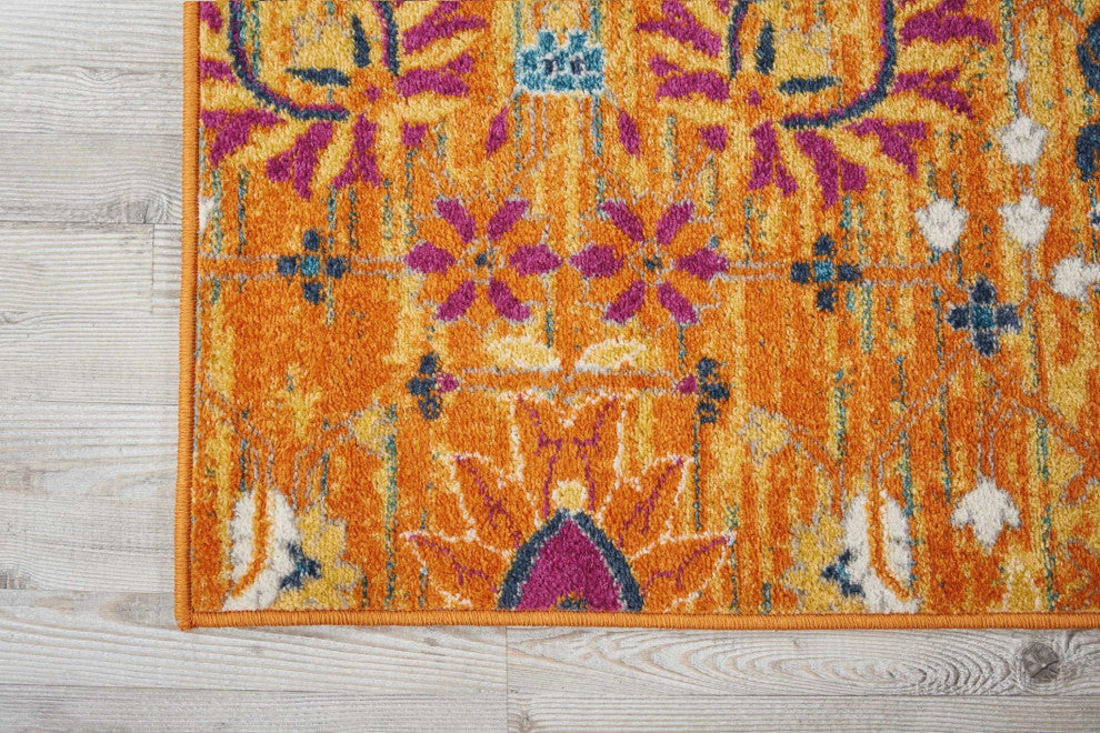 8 x 10 Sun Gold and Navy Distressed Area Rug