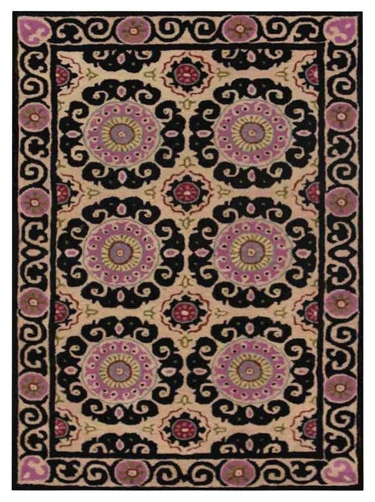 HAND TUFTED WOOL ECO-FRIENDLY AREA RUGS-Beige Multicolor, Oriental Design