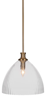 Carina 1-Light Pendant, New Age Brass/Clear Ribbed