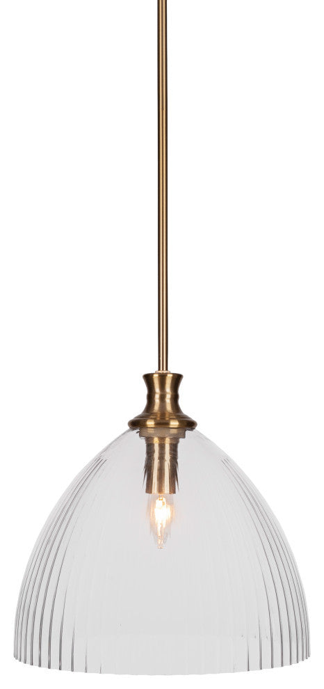 Carina 1-Light Pendant, New Age Brass/Clear Ribbed