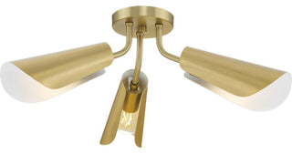 Cornett Collection 44.12" 3-Light Gold Semi- Flush Mount Light, Brushed Gold