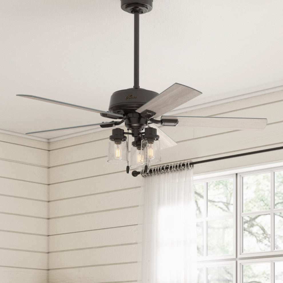 Hunter 52" Hartland Noble Bronze Ceiling Fan With LED Light Kit and Pull Chain