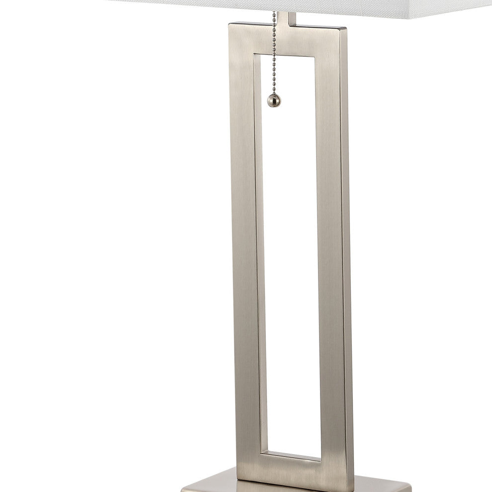 Sabrina 28.5" Iron LED Table Lamp With USB Charging Port, Nickel, Set of 2