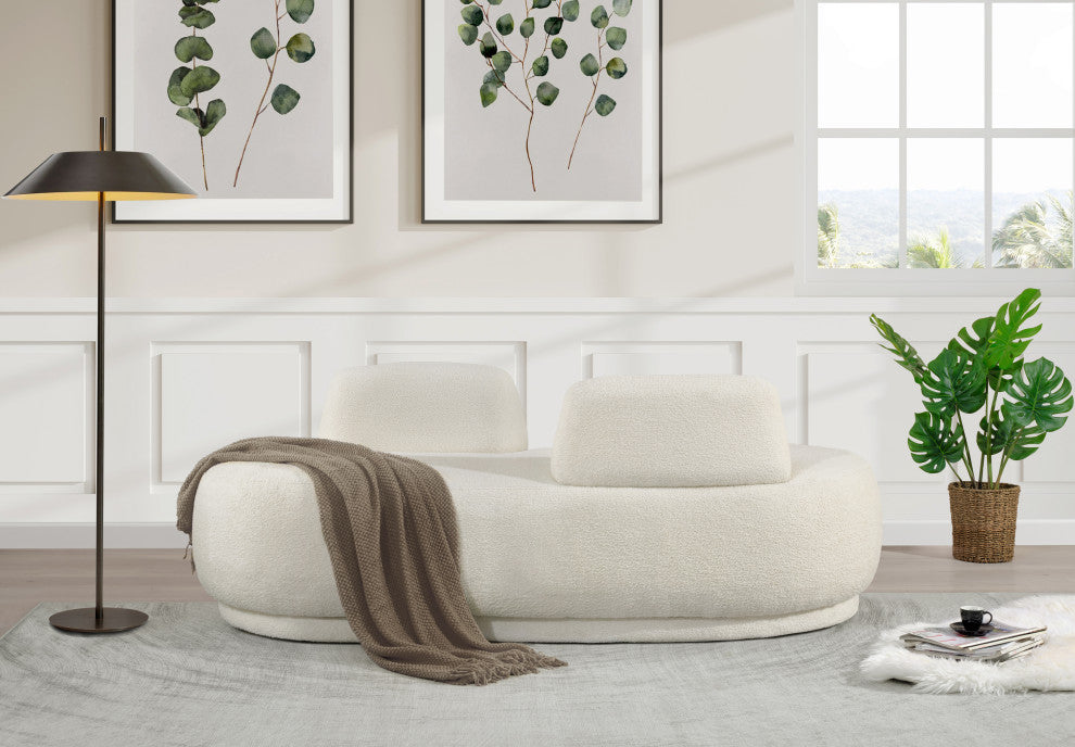 Argyle Upholstered Chaise/Loveseat, Cream, Teddy Fabric