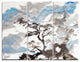 "Chinese Pine Tree" Glossy Metal Wall Art, 3 Panels, 36"x28"