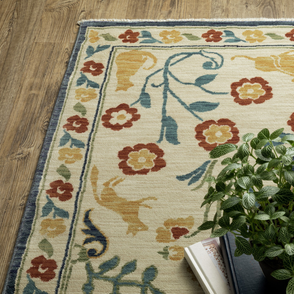 Fabienne Botanical Indoor Ivory/Multi Area Rug, Ivory, 5'3"x7'6"