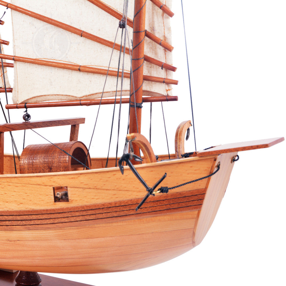 Chinese Junk Natural Finish Wooden Handcrafted boat model