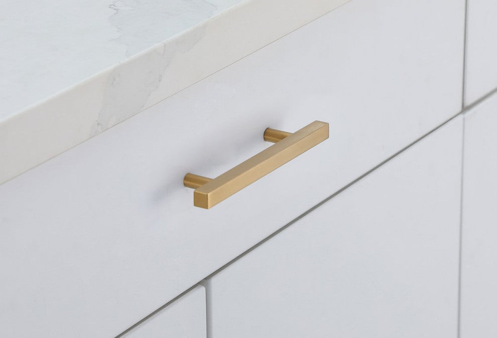 4" Center To Center Brass Modern Zinc Alloy Cabinet Pull, Pack