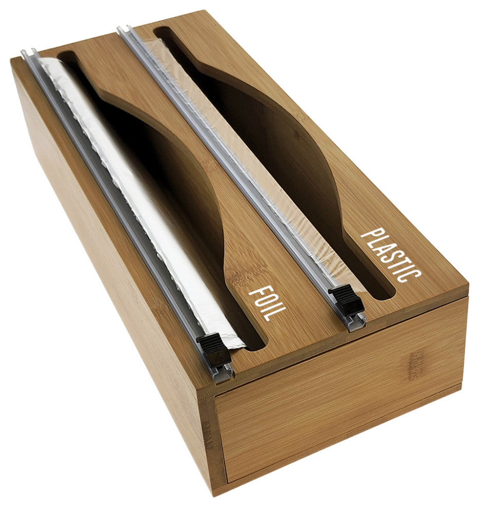 OnDisplay Luxe Bamboo Plastic Wrap/Wax Paper/Aluminum Foil Dispenser for Drawer