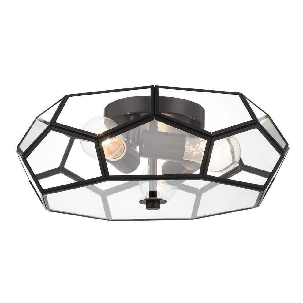 3 Light 15.75'' Unique/Statement Geometric Flush Mount, Black
