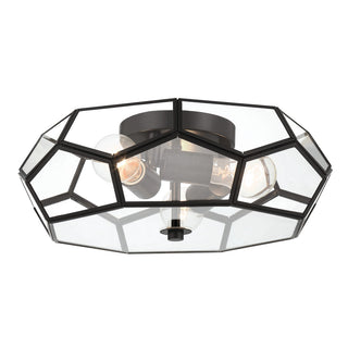 3 Light 15.75'' Unique/Statement Geometric Flush Mount, Black