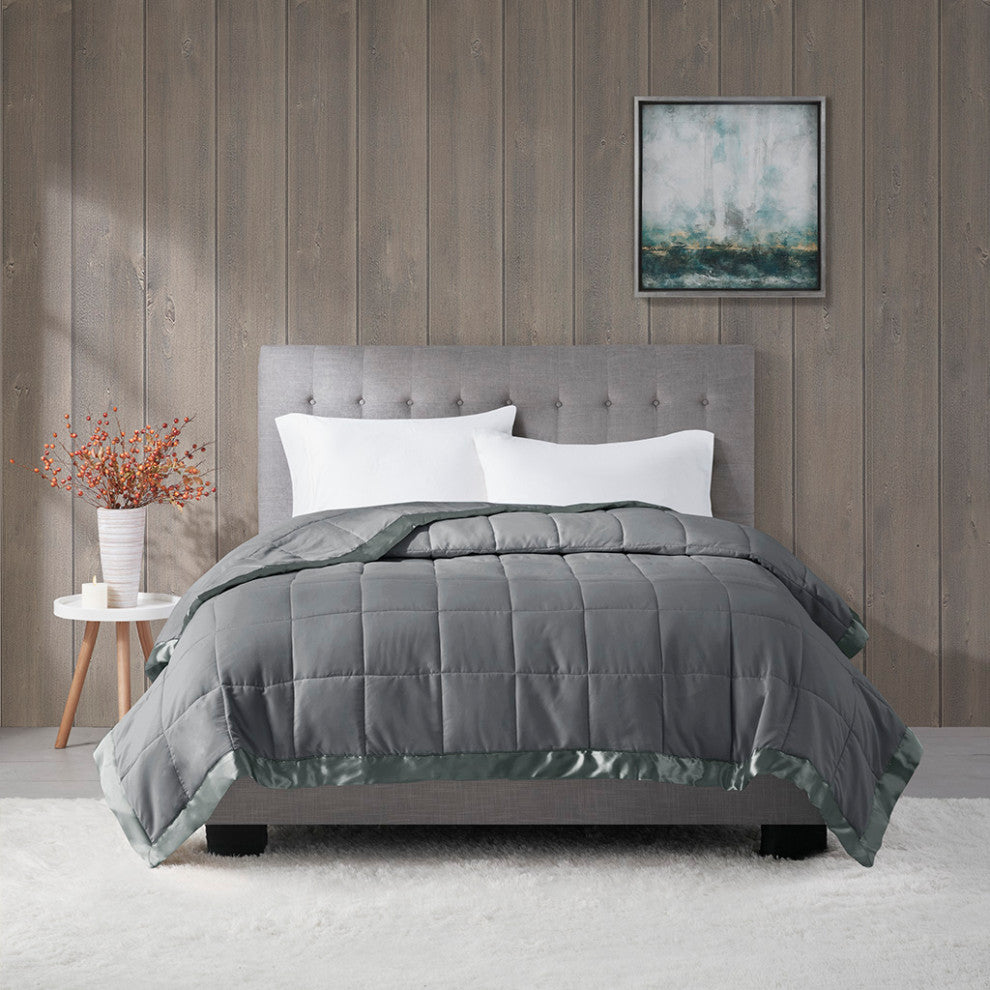 Madison Park Windom Lightweight Down Alternative Blanket With Satin Trim
