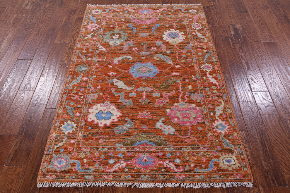 4' 2" X 6' 3" Turkish Oushak Handmade Wool Rug - Q13668