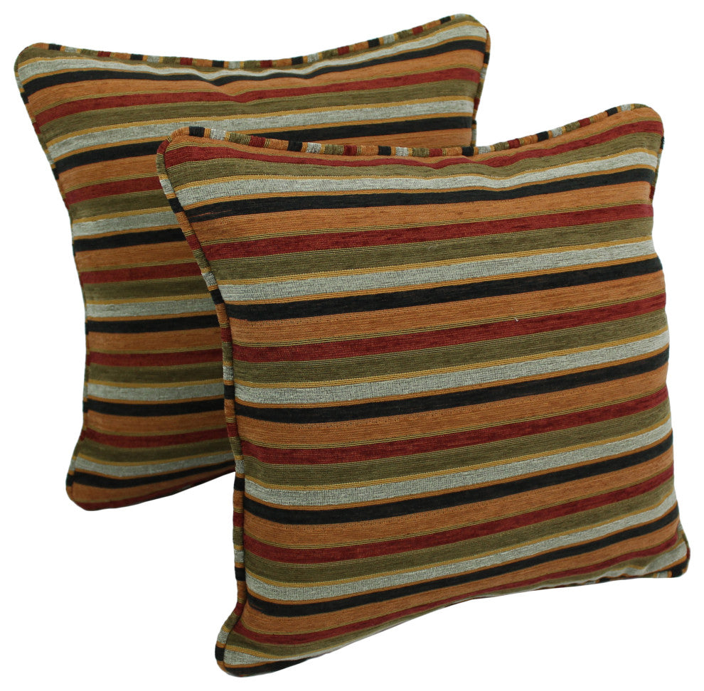 18" Double-Corded Jacquard Chenille Square Throw Pillows, Set of 2, Cadillac