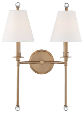 Riverdale 2 Light Aged Brass Wall Mount