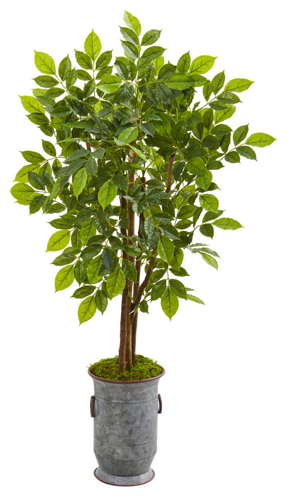 Nearly Natural 56ï¿½ River Birch Artificial Tree in White Planter