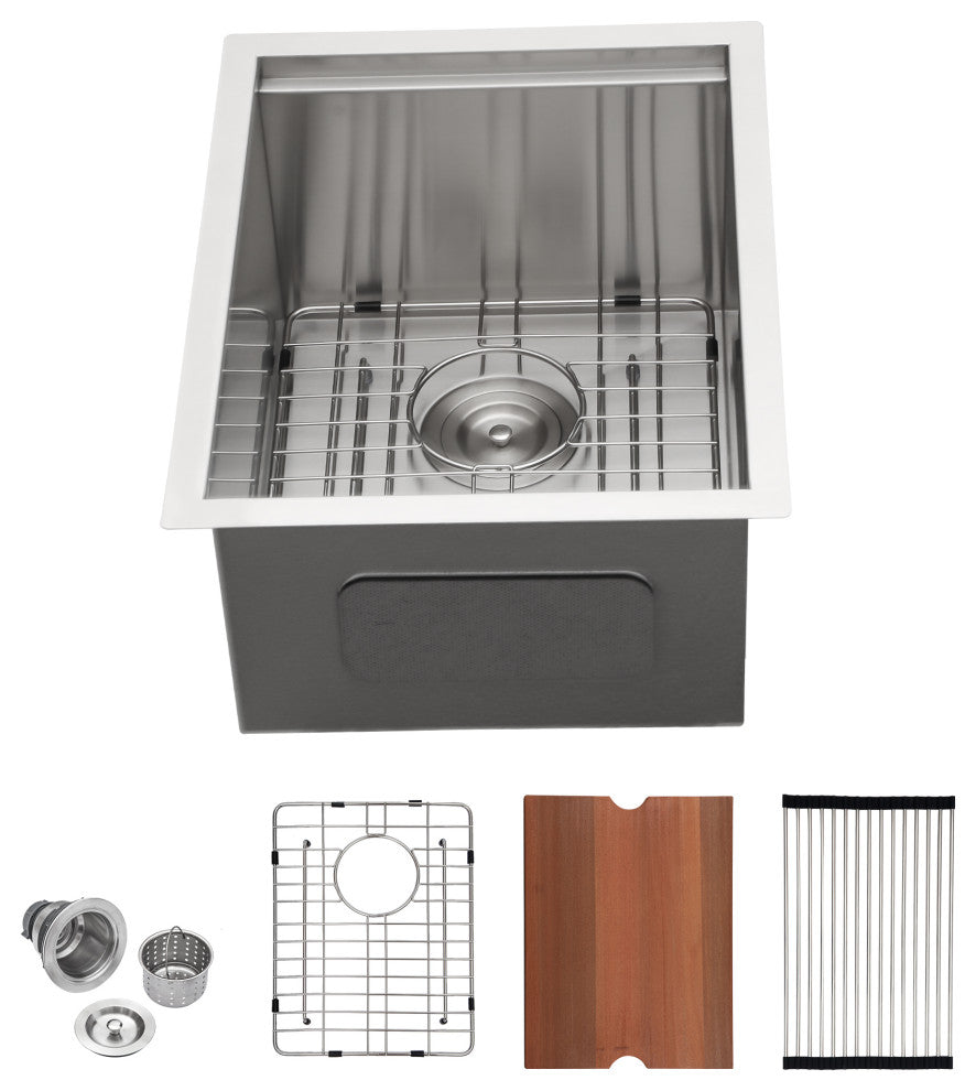 Undermount Workstation Stainless Steel Bar Kitchen Sink Single Bowl Sink 15"