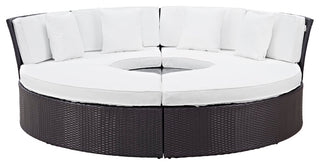Espresso White Convene Circular Outdoor Patio Daybed Set