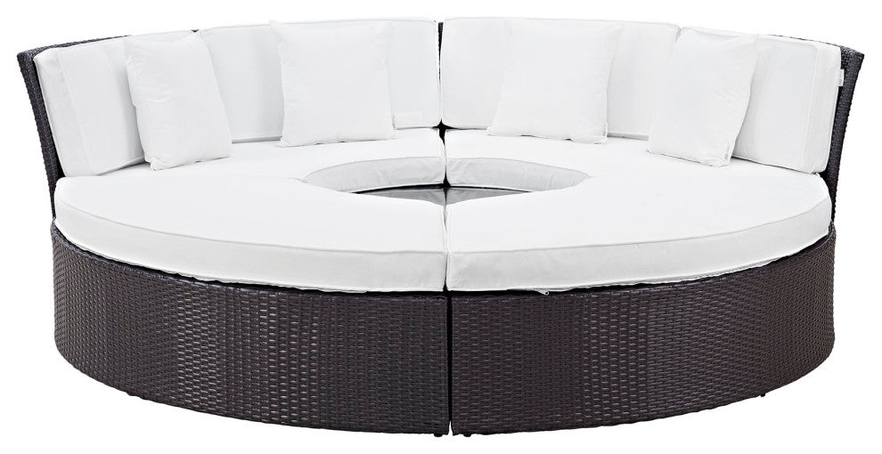 Espresso White Convene Circular Outdoor Patio Daybed Set