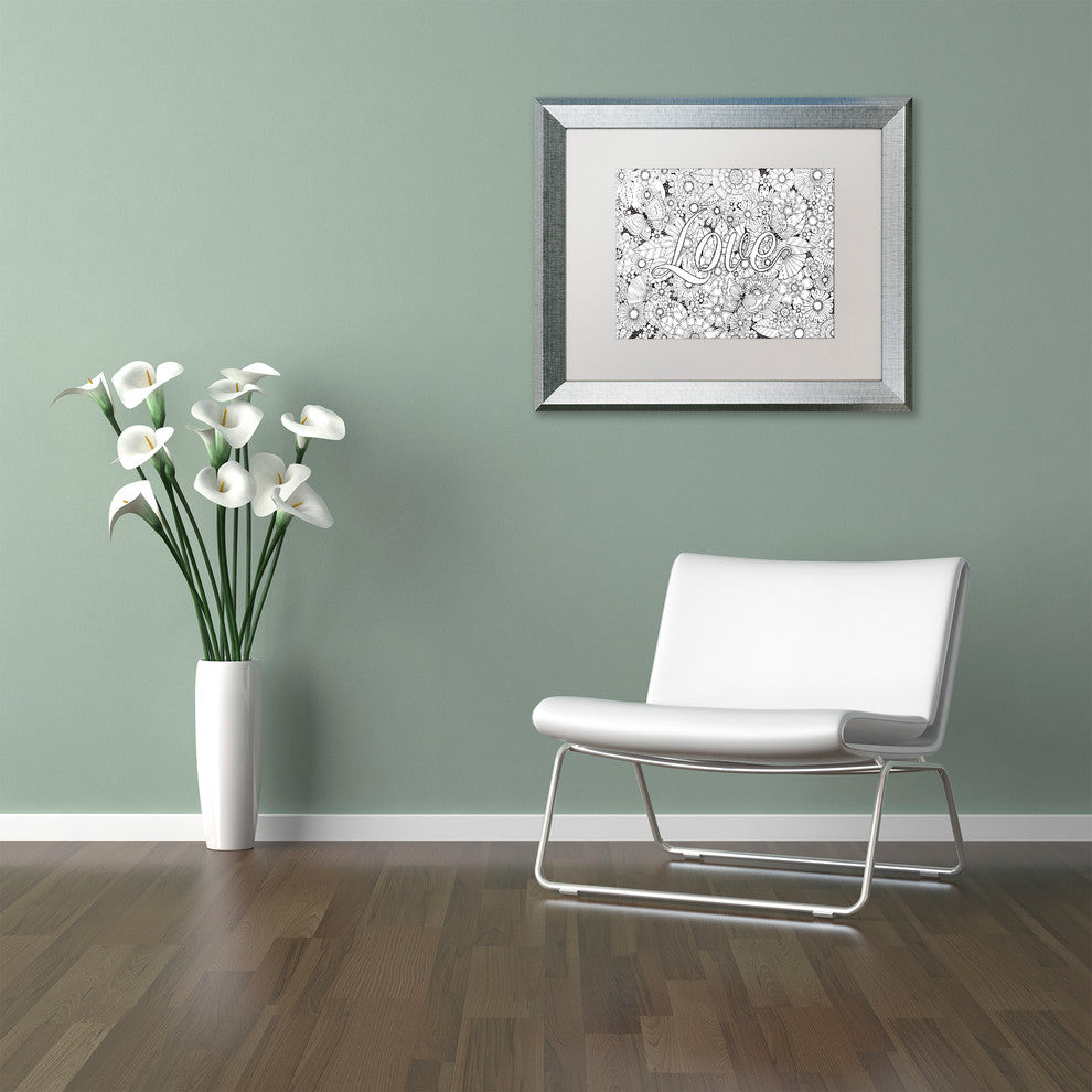 Hello Angel ''Love in the Garden'' Art, Silver Frame, White Mat, 14x11