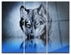"Wolf Head With Water Reflections Tattoo" Metal Wall Art, 3 Panels, 36"x28"