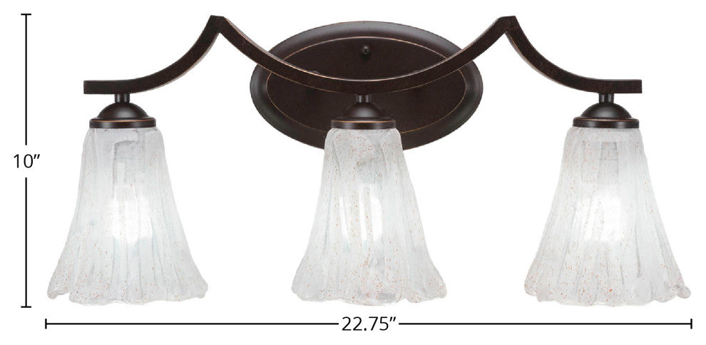 Zilo 3-Light Bath Bar, Dark Granite, 5.5" Fluted Italian Ice Glass
