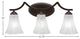Zilo 3-Light Bath Bar, Dark Granite, 5.5" Fluted Italian Ice Glass