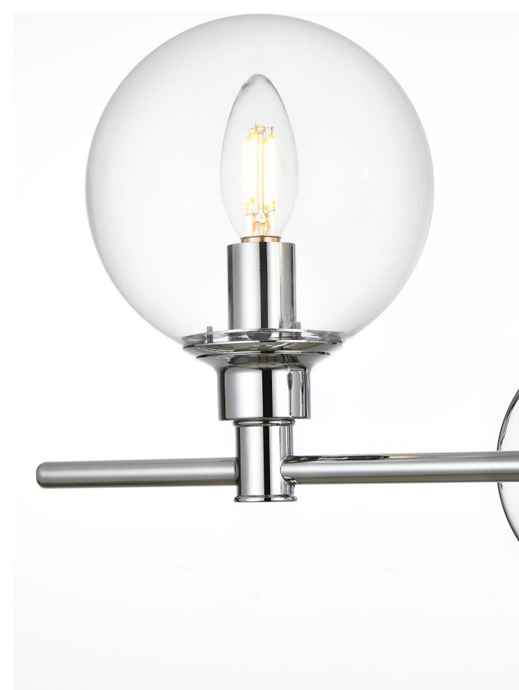 3 Light Chrome And Clear Bath Sconce