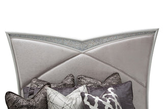 Melrose Plaza Eastern King Velvet Panel Bed, Dove Gray
