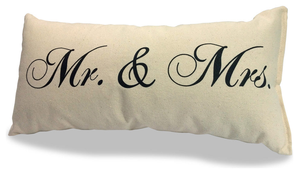 Mr and Mrs Pillow 100% Natural Canvas, 8"x15"