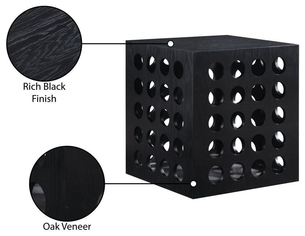 Kinsley Oak Veneer End Table, Black