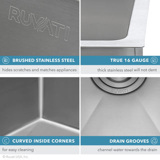 Ruvati RVH7411 32" Low-Divide Tight Radius Double Bowl Kitchen Sink