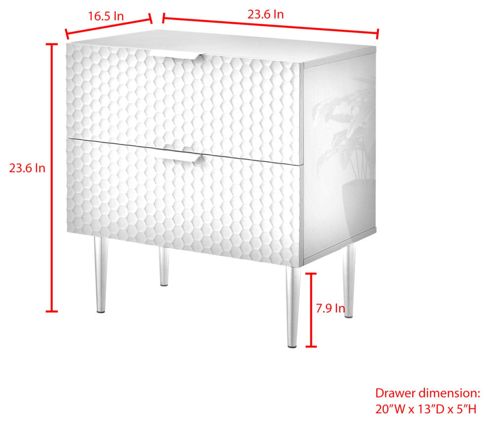 Inspired Home Kareena Table, 2 Drawers, Gray/Chrome