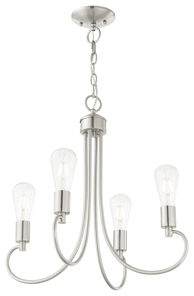 Livex Lighting Bari 4 Light Brushed Nickel Small Chandelier