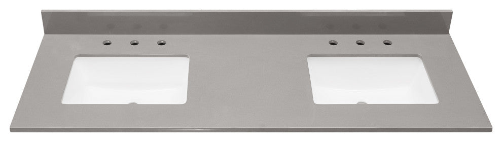 Madrid Bathroom Vanity Countertop, Concrete Gray With White Sink, 61"