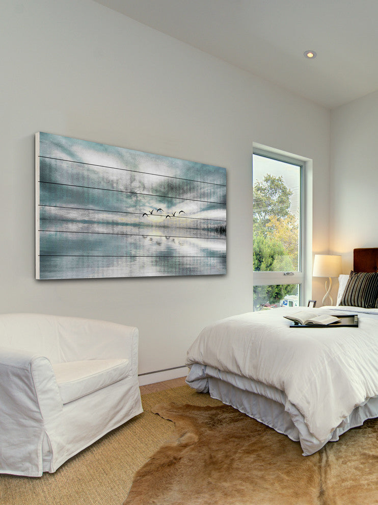 "Birds Skylight" Wall Art on Wood, 60"x30"