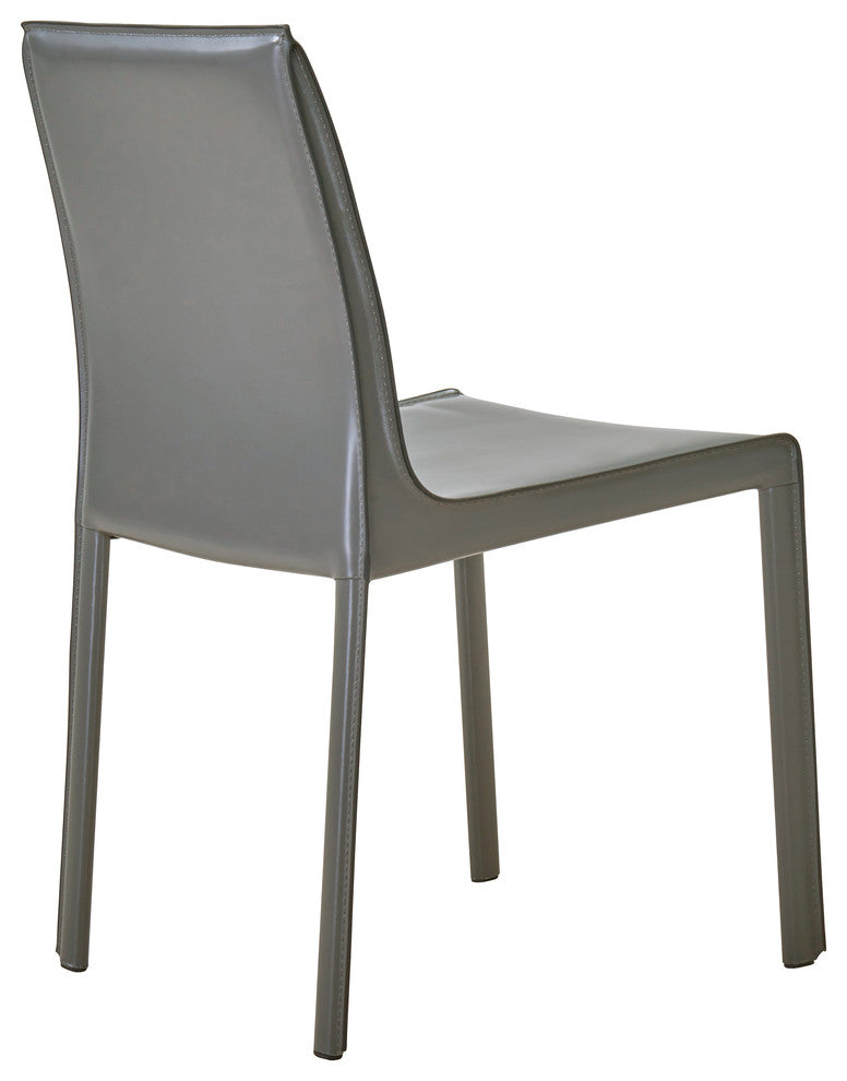 Gervin Recycled Leather Dining Side Chair, Set of 2, Anthracite