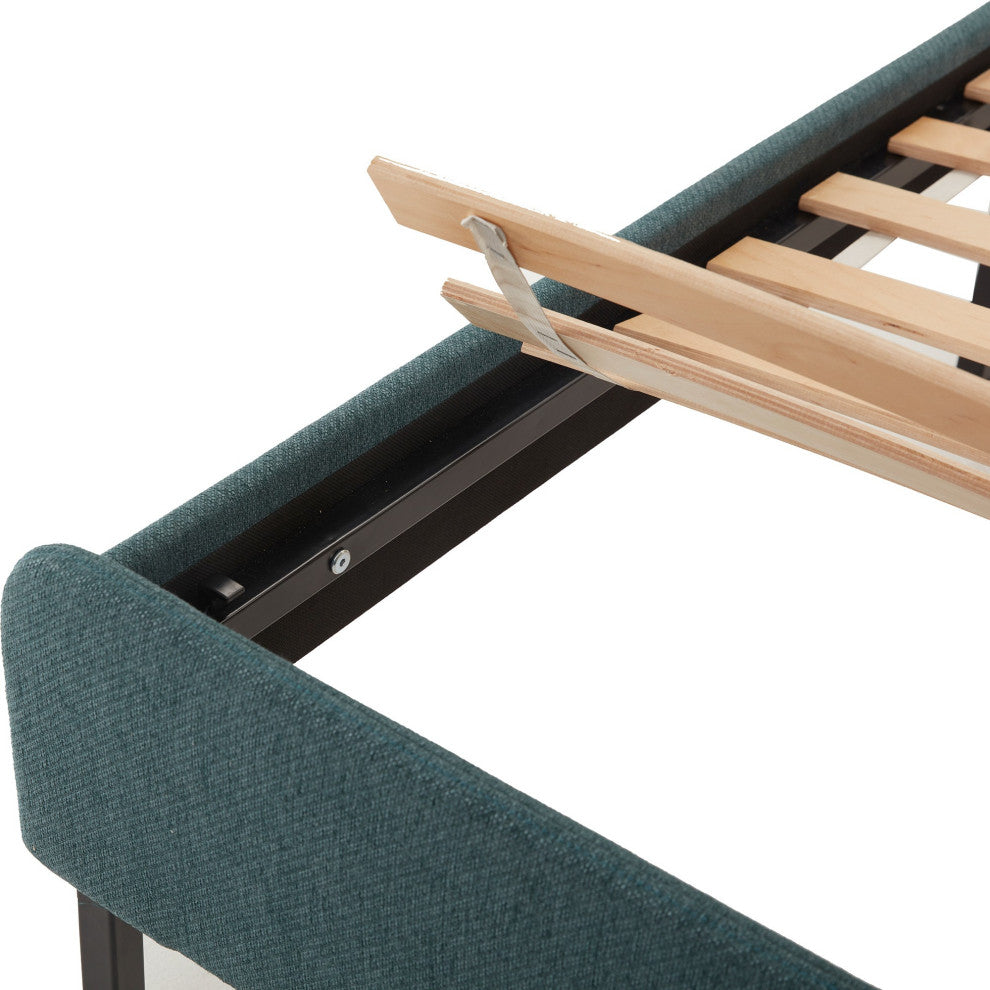 Teal Green Modern Wingback Full Bed Frame